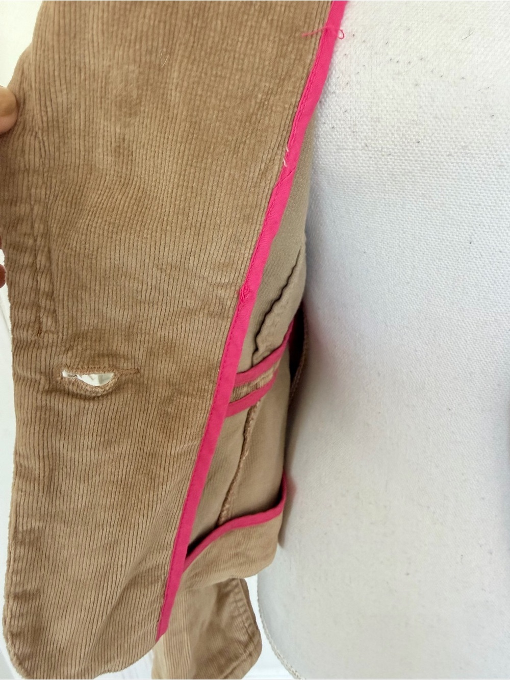 Y2K True Meaning Tan Corduroy Blazer with Yellow Floral Embroidery XS Vintage - Picture 7 of 10